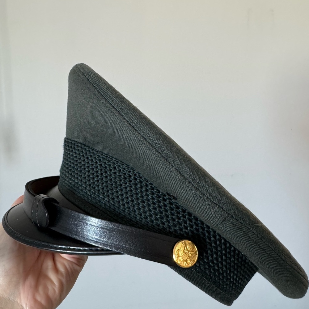 Dark green burning man style  Military Style Cap with Gold Button 6 3/4